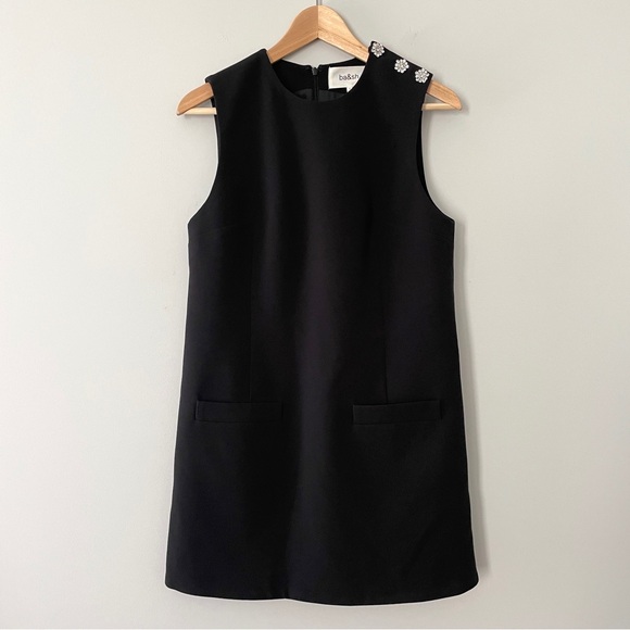 ba&sh Black Robe Tayler Dress Short Mini Shift Jewel Size 1 Small - Picture 4 of 9